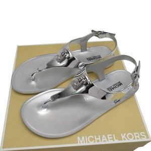 Michael Kors MIRA Jelly Flat Thong Sandal Silver